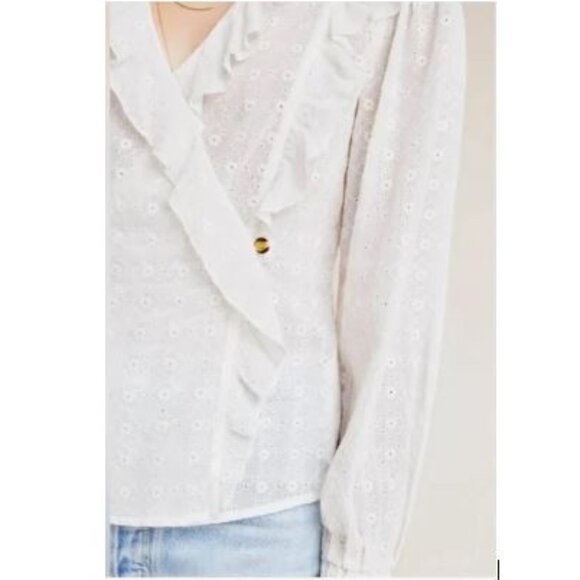 Laila Ruffled Blouse by Maeve in Ivory from Anthropologie - Size 6 - Picture 4 of 7